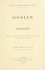 Cover of: Ossian in Germany by Tombo, Rudolf