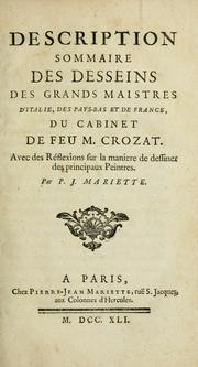 Cover of: Description sommaire des desseins du cabinet de feu M. Crozat by Pierre Jean Mariette