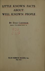 Cover of: Little known facts about well known people