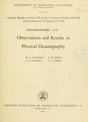 Cover of: Scientific results of cruise vii of the Carnegie during 1928-1929 under command of Captain J.P. Ault: oceanography