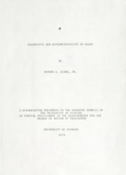 Cover of: Solubility and biocompatibility of glass by Arthur Edward Clark