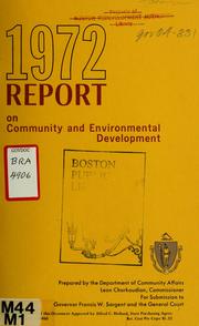 Cover of: 1972 report on community and environmental development