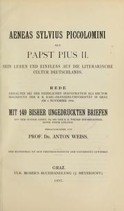 Cover of: Aeneas Sylvius Piccolomini als papst Pius II by Anton Weiss