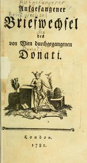 Cover of: Aufgefangener Briefwechsel des von Wien durchgegangenen Donati by Vitaliano Donati