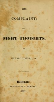 Cover of: The complaint: or, Night thoughts
