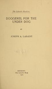 Cover of: Doggerel for the Underdog: by Joseph A. Labadie