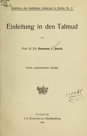 Cover of: Einleitung in den Talmud