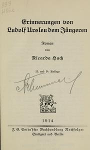 Cover of: Erinnerungen von Ludolf Ursleu dem Jüngeren by Ricarda Huch