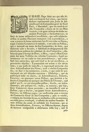 Cover of: Eu Elrey. Faço saber aos que este alvará com força de ley virem, que havendo-seme reprezentado pela Junta da Administraçaõ da Companhia Geral do Graõ Pará, e Maranhaõ .. by Portugal