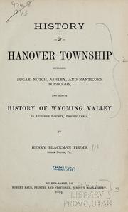 Cover of: History of Hanover Township by Henry Blackman Plumb