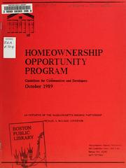 Cover of: Homeownership opportunity program: guidelines for communities and developers