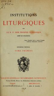 Cover of: Institutions liturgiques