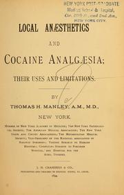 Cover of: Local anaesthetics and cocaine analgaesia | Thomas H. Manley