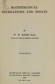 Cover of: Mathematical recreations and essays by W. W. Rouse Ball