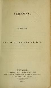 Sermons by Nevins, William Rev