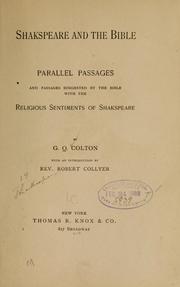 Cover of: Shakespeare and the Bible, Parallel passages by G. Q. Colton