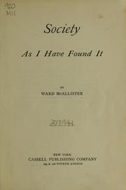 Society as I have found it by Ward McAllister
