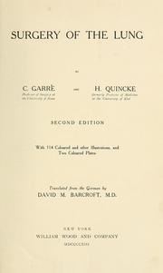 Cover of: Surgery of the lung by Carl Garrè, Carl Garrè