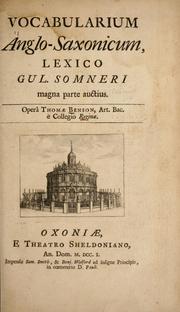 Cover of: Vocabularium anglo-saxonicum by Thomas Benson, Thomas Benson