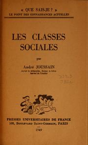 Cover of: Les classes sociales by André Joussain