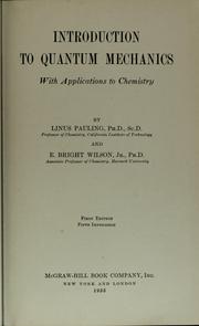 Cover of: Introduction to quantum mechanics: with applications to chemistry