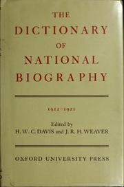 Cover of: The dictionary of national biography by George Murray Smith, Sir Sidney Lee, Sir Leslie Stephen, George Smith