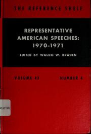 Cover of: Representative American speeches, 1970-1971
