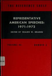 Cover of: Representative American speeches, 1971-1972