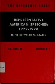 Cover of: Representative American speeches, 1972-1973