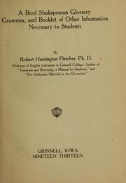 Cover of: A brief Shakesperean glossary by Robert Huntington Fletcher