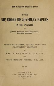 Cover of: The Sir Roger de Coverley papers in the Spectator