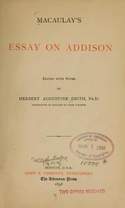 Cover of: Macaulay's essay on Addison