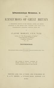 Ichneumonologia brittannica by Claude Morley