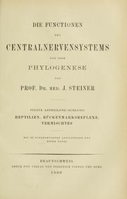 Cover of: Die Funktionen des Centralnervensystems und ihre phylogenese