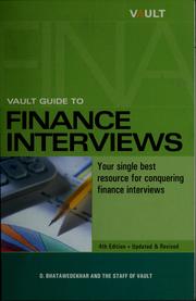 Cover of: Vault guide to finance interviews
