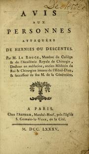Cover of: Avis aux personnes attaquées de hernies ou descentes