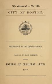 Cover of: Proceedings of the Common Council at the close of its last meeting; with the address of President Lewis