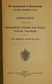 Cover of: Legislation relative to the retirement system for public school teachers...
