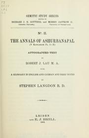 Cover of: The annals of Ashurbanapal (v Rawlinson pl. I-X) by Ashurbanipal King of Assyria