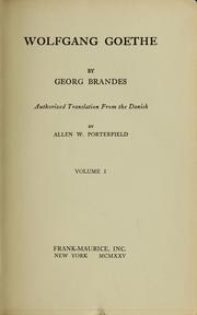 Cover of: Wolfgang Goethe by Georg Morris Cohen Brandes