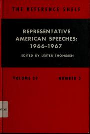 Cover of: Representative American speeches: 1966-1967