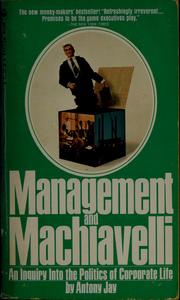 Cover of: Management and Machiavelli