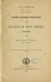 Cover of: An address delivered before the Cliosophic and American Whig societies of the College of New Jersey, June 23, 1863