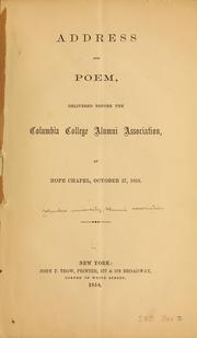 Address and poem, delivered ... Oct. 27, 1858 by Columbia university. Association of the alumni