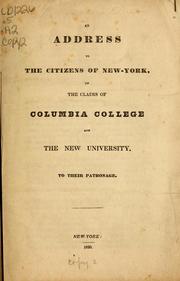 Cover of: An address to the citizens of New-York