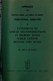 Cover of: Appendix to Frigyes Riesz and Bela Sz.Nagy Functional analysis | Frigyes Riesz