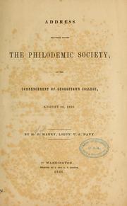 Cover of: Address before the Philodemic society