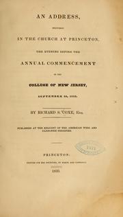 Cover of: An address, delivered in the church at Princeton