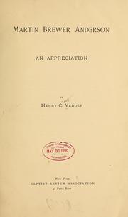 Cover of: Martin Brewer Anderson by Vedder, Henry C.