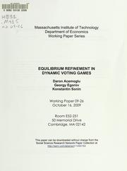 Cover of: Equilibrium refinement in dynamic voting games